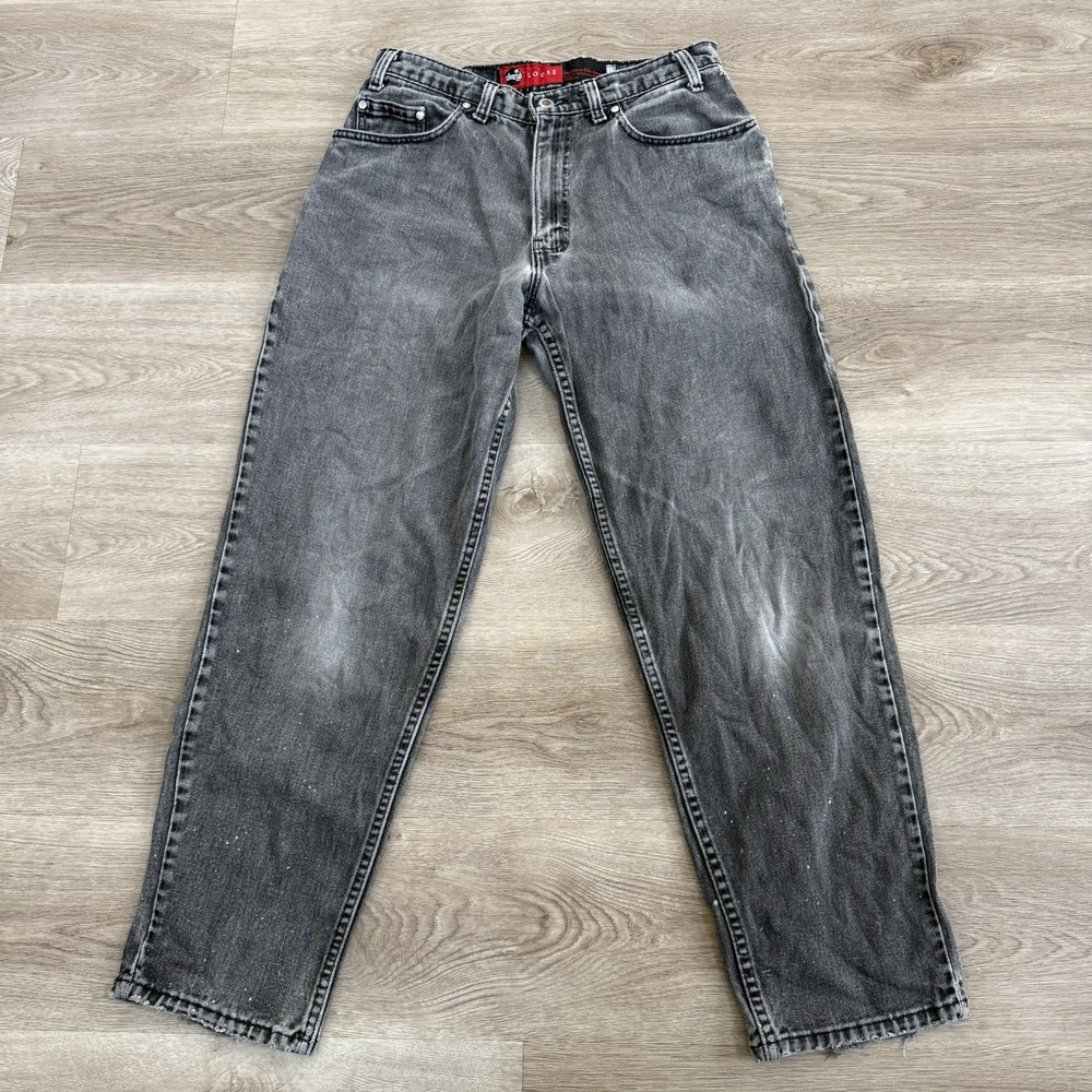 Vintage 90s Levis SilverTab Loose Fit Jeans Mens Washed Black Denim 30x29 Paint